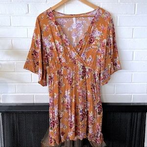 Mustard Yellow Floral Dress